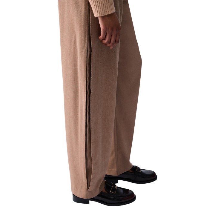Pantalón de mujer Liu-Jo WF6087 T732A beige oscuro vista lateral