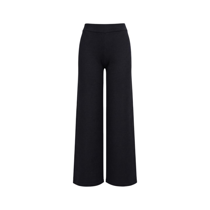 Choral pantalón palazzo de mujer negro de tejido vista frontal