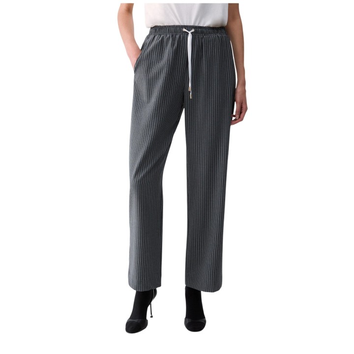 Pantalón Liu-Jo de mujer gris y blanco de raya diplomática vista frontal