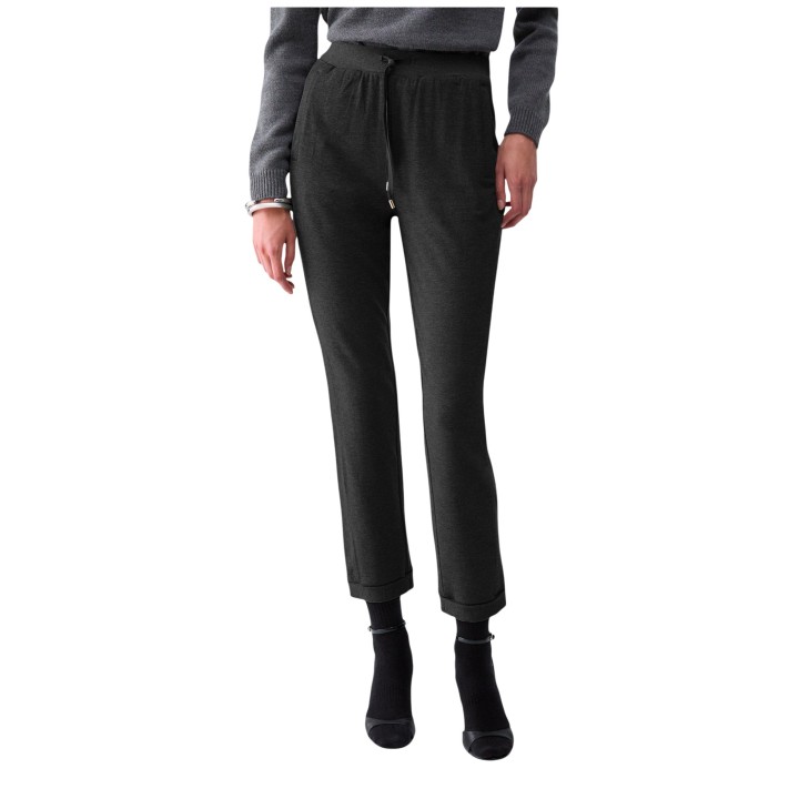 Pantalón de felpa negro para mujer Liu-Jo TF6143 FS576 vista frontal
