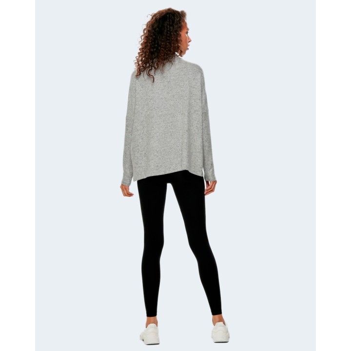 Only leggings de mujer negros vista posterior con jersey gris