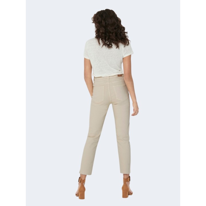 Only vaqueros de mujer Emily beige vista posterior
