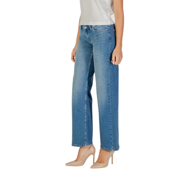 Only vaqueros de mujer azul denim de pierna ancha vista lateral