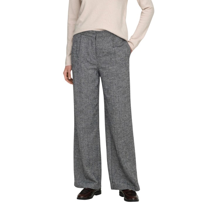 Only pantalón de mujer gris efecto lana vista de tres cuartos ref. 15360269