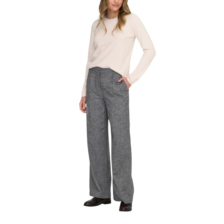 Only pantalón de mujer gris efecto lana vista de tres cuartos en modelo ref. 15360269