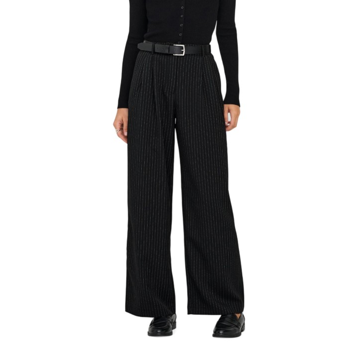 Only pantalón de mujer negro de raya diplomática vista frontal
