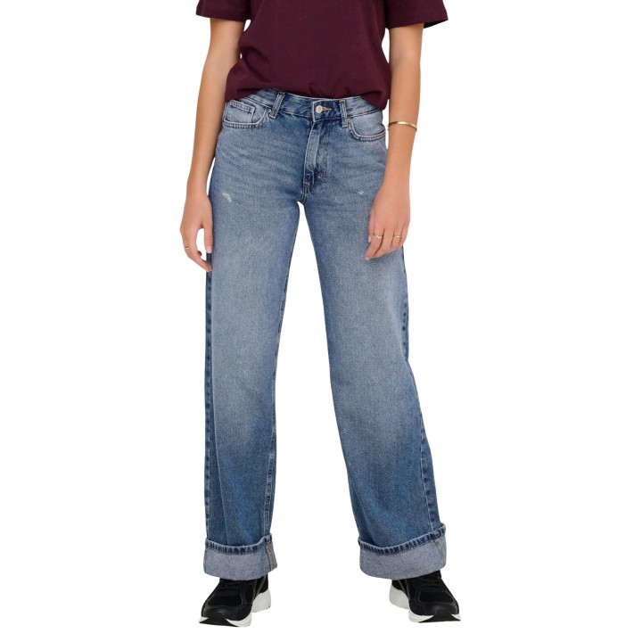 Only vaqueros de mujer wide leg en denim azul claro vista frontal