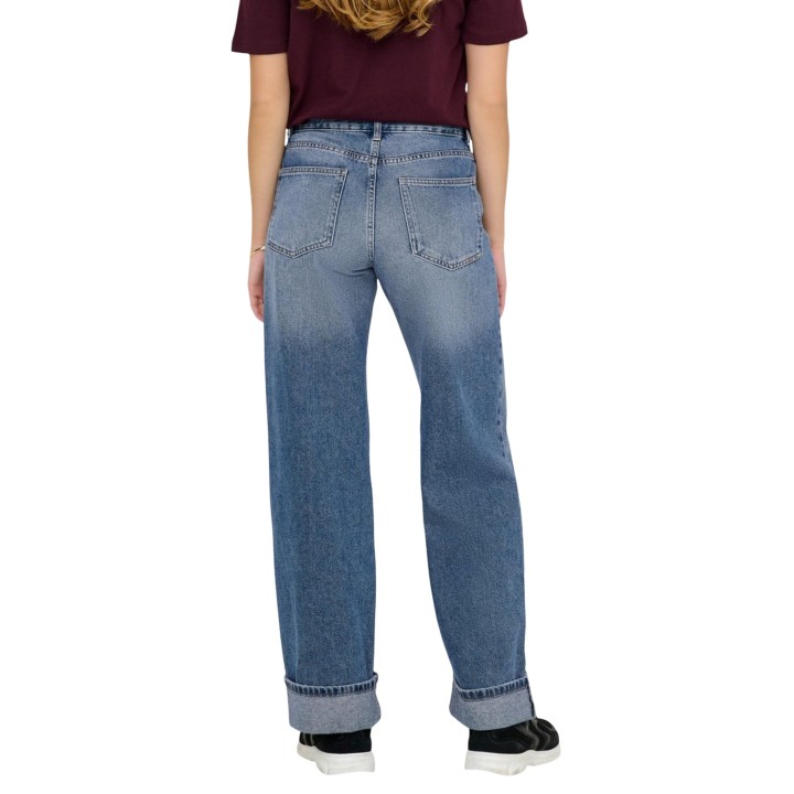Only vaqueros de mujer wide leg en denim azul claro vista posterior