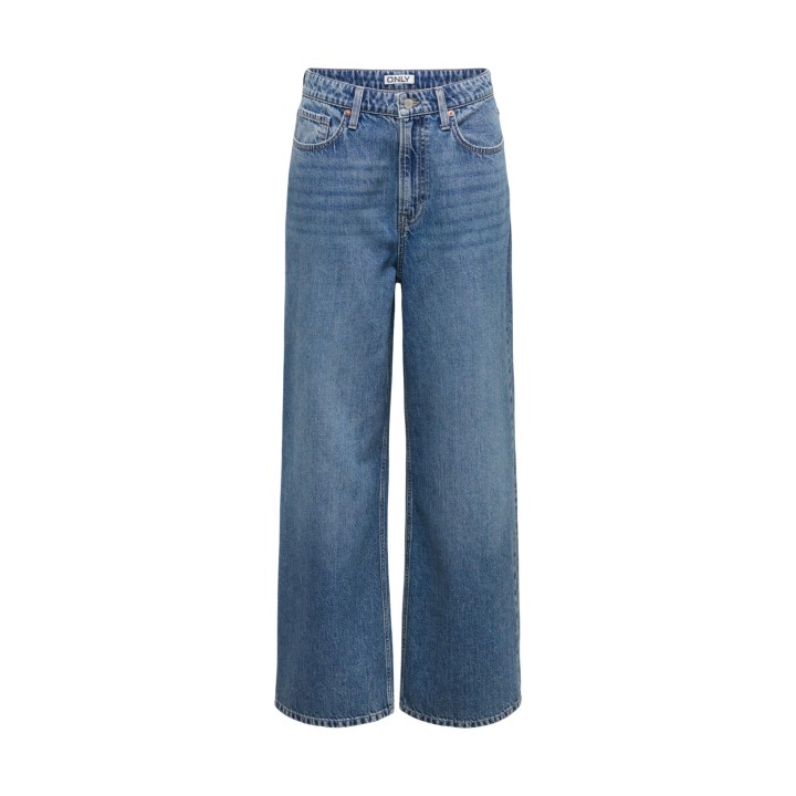 Vaqueros Only de mujer en denim azul de pierna ancha vista frontal