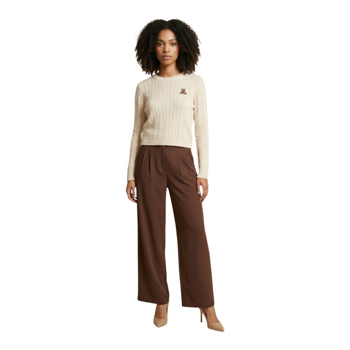 Only pantalón de mujer chocolate 15363801 vista frontal