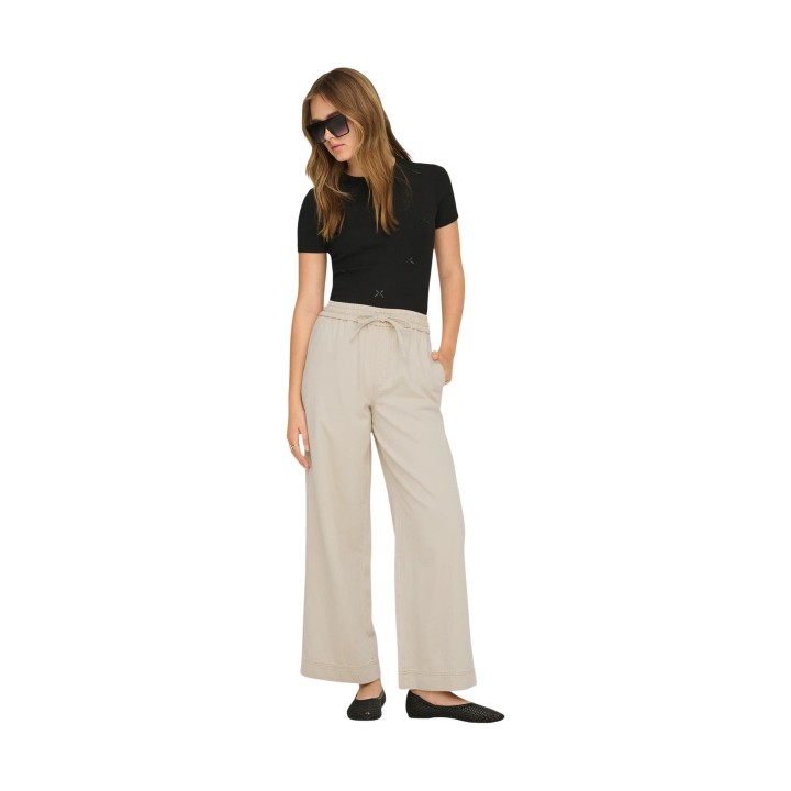 Only pantalón de mujer Onlmaisa 15367380 color crema vista de tres cuartos