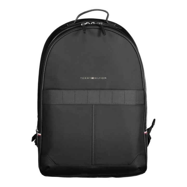Mochila negra de poliéster para hombre Tommy Hilfiger vista frontal