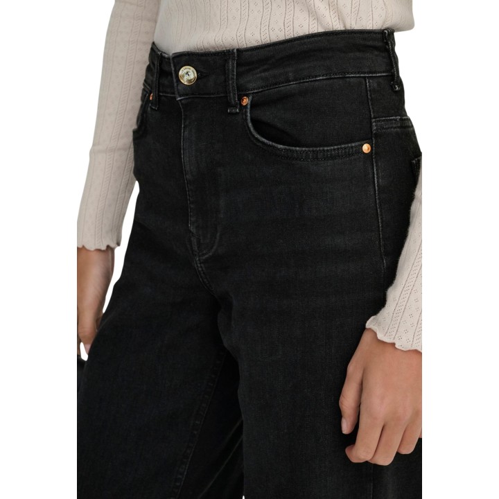 Only vaqueros de mujer negros de denim detalle frontal de cintura y bolsillos