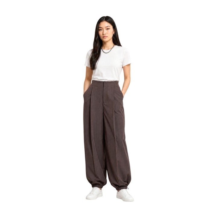 Only pantalón de mujer marrón Onlrumba-Alden vista de tres cuartos