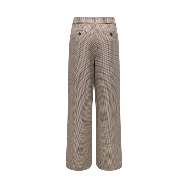 Only pantalón de mujer palazzo a cuadros color coffee vista posterior