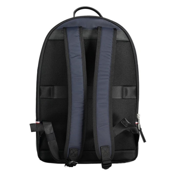 Mochila azul de poliéster reciclado para hombre Tommy Hilfiger vista trasera con tirantes acolchados