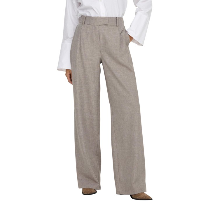 Only pantalón de traje de mujer taupe Onllinda 15336761 vista frontal