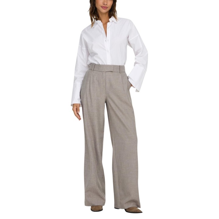 Only pantalón de traje de mujer taupe Onllinda 15336761 vista tres cuartos