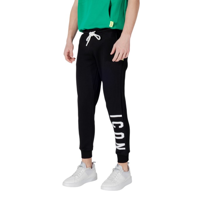 Icon pantalón deportivo de hombre negro ICUS2S5P001 en vista de tres cuartos