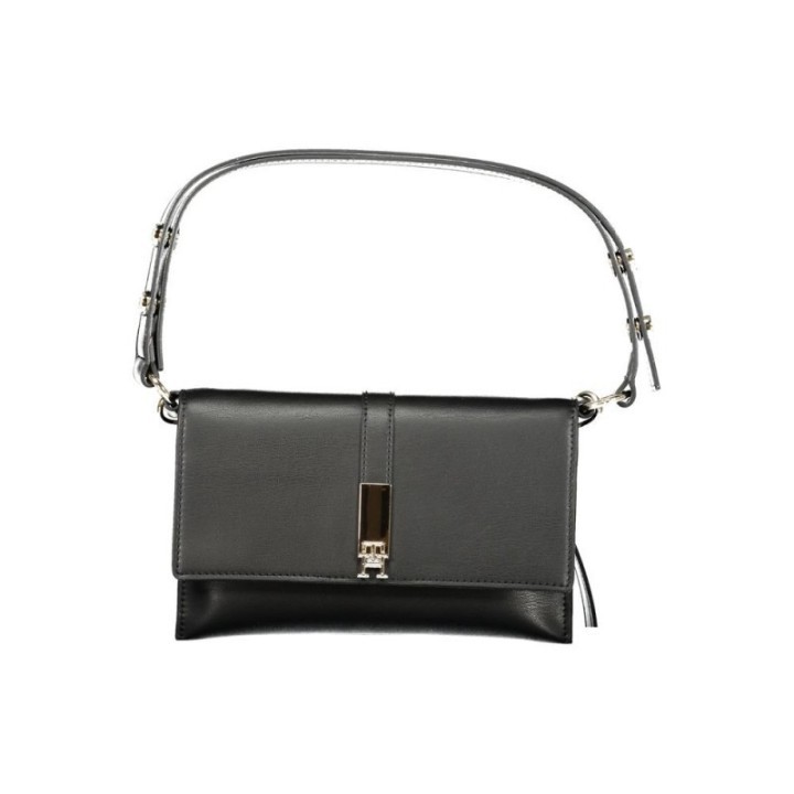 bolso de hombro negro de poliéster reciclado para mujer Tommy Hilfiger vista frontal