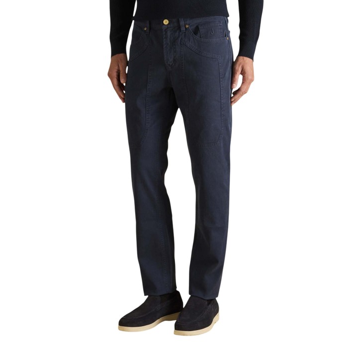 Vaqueros slim de hombre Jeckerson azules vista tres cuartos