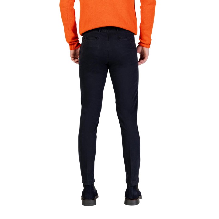 Pantalón chino slim fit Borghese azul para hombre vista posterior