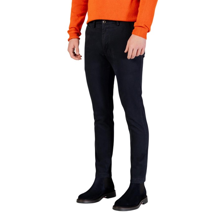 Pantalón chino slim fit Borghese azul para hombre vista tres cuartos