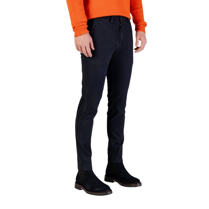 Pantalón chino slim fit Borghese azul para hombre vista lateral