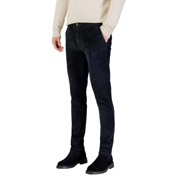 Borghese pantalón de hombre azul de pana Velluto vista lateral