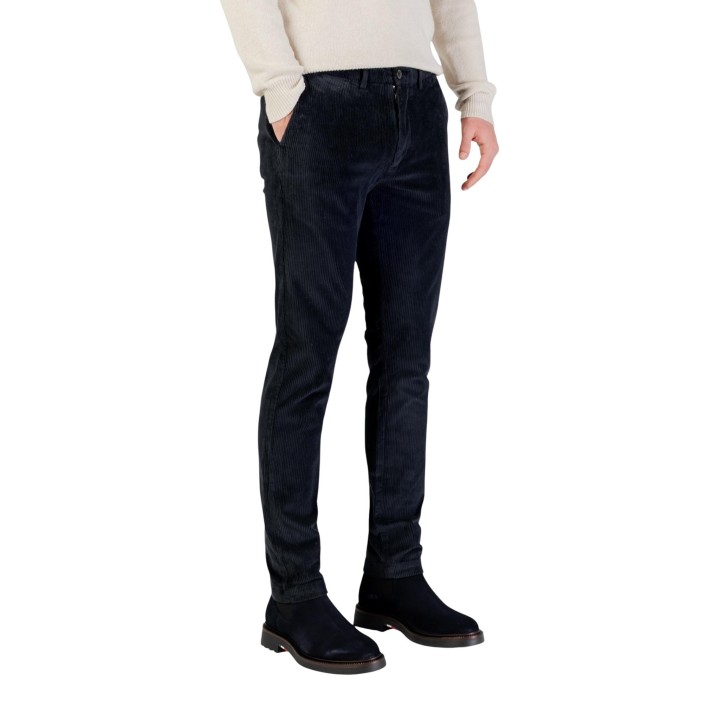 Borghese pantalón de hombre azul de pana Velluto vista tres cuartos