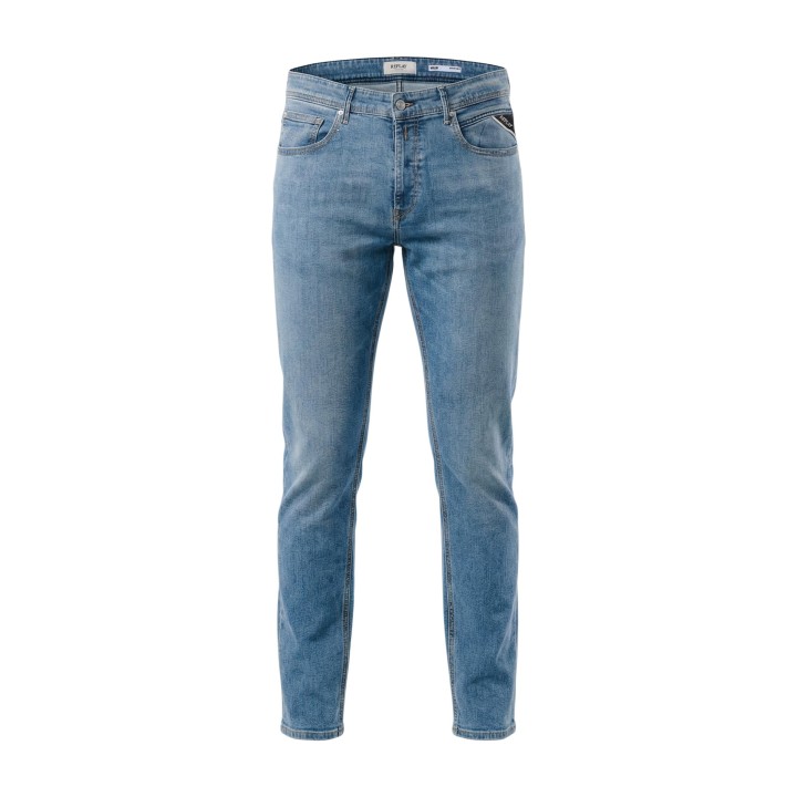 Replay vaqueros de hombre azul claro en algodón vista frontal