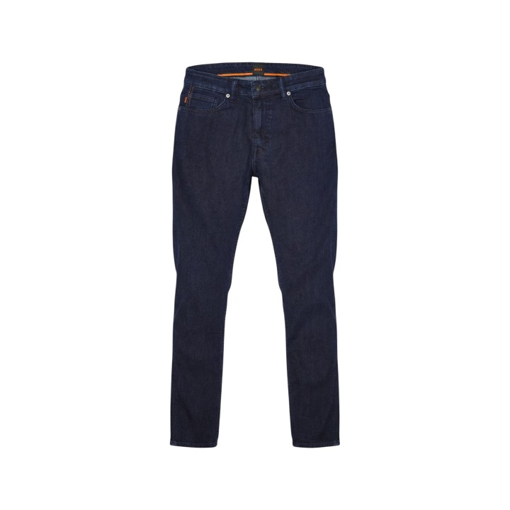 Vaqueros Boss de hombre Delaware en denim azul oscuro vista frontal