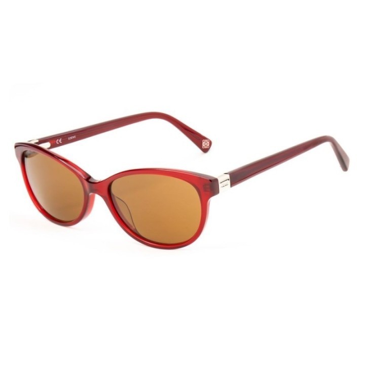 Gafas de sol polarizadas de acetato burdeos para mujer Loewe vista lateral