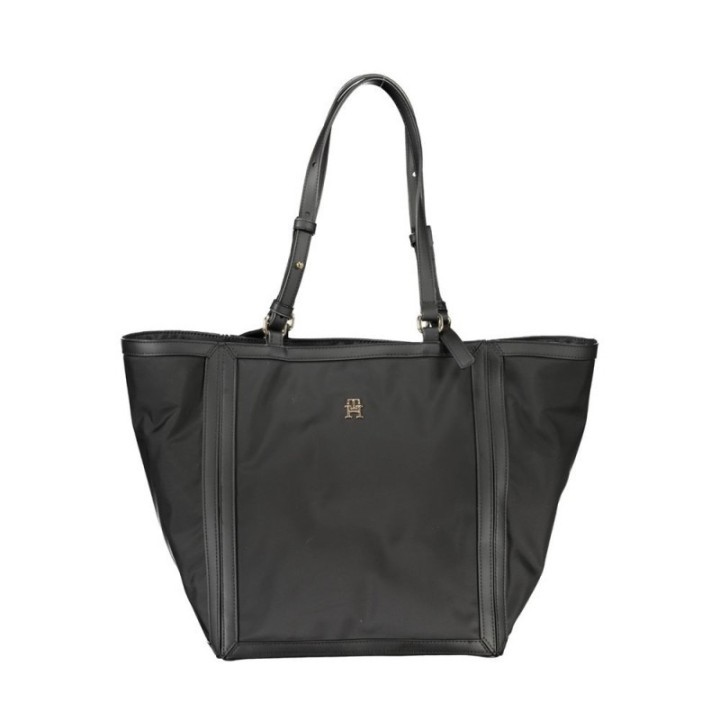 bolso tote negro de poliéster para mujer Tommy Hilfiger vista frontal
