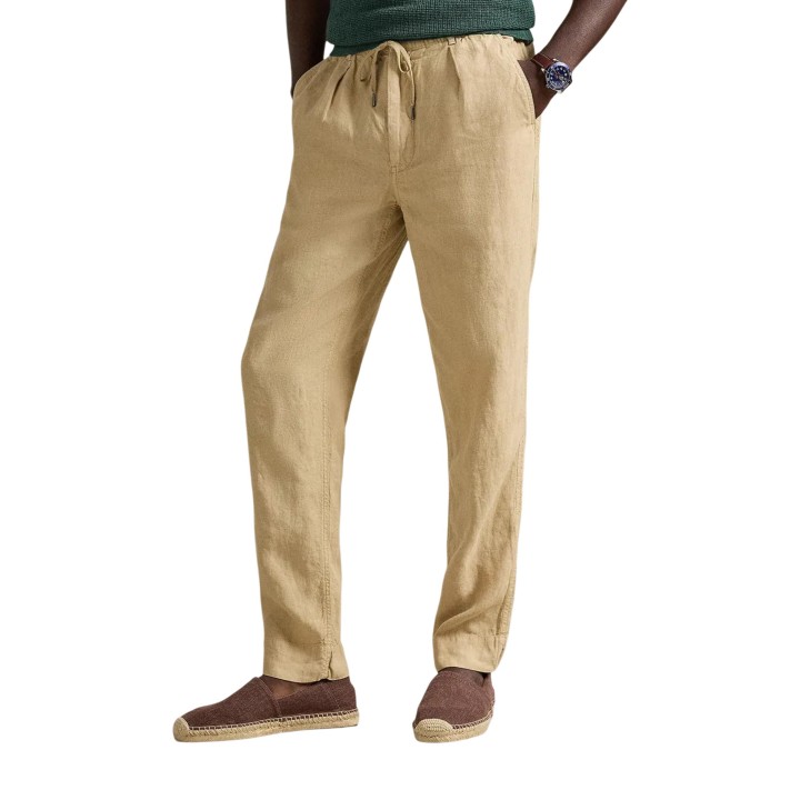 Lyle & Scott pantalón chino de hombre beige claro de lino vista frontal