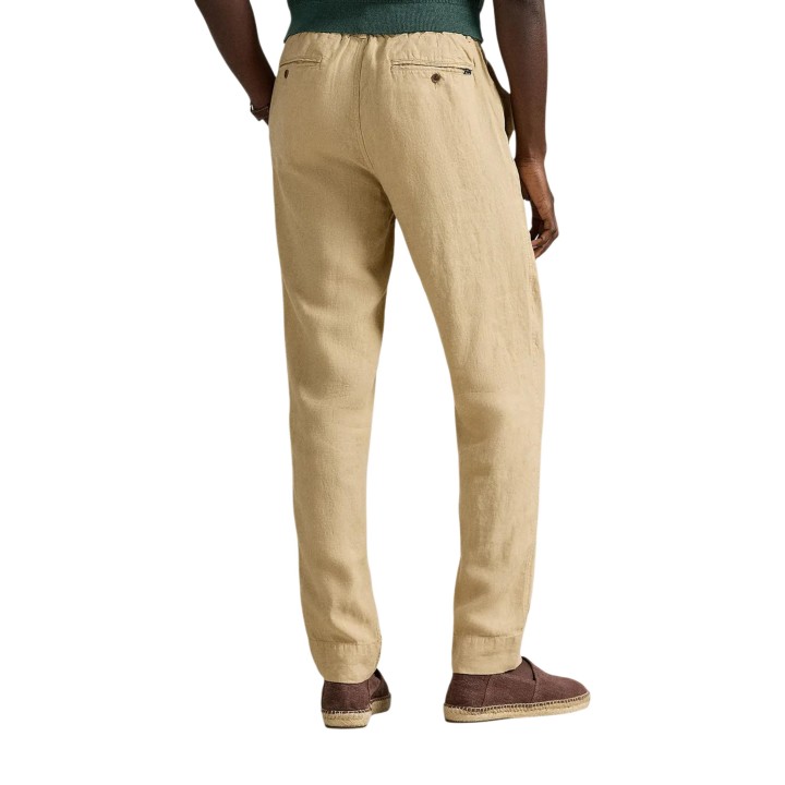 Lyle & Scott pantalón chino de hombre beige claro de lino vista posterior