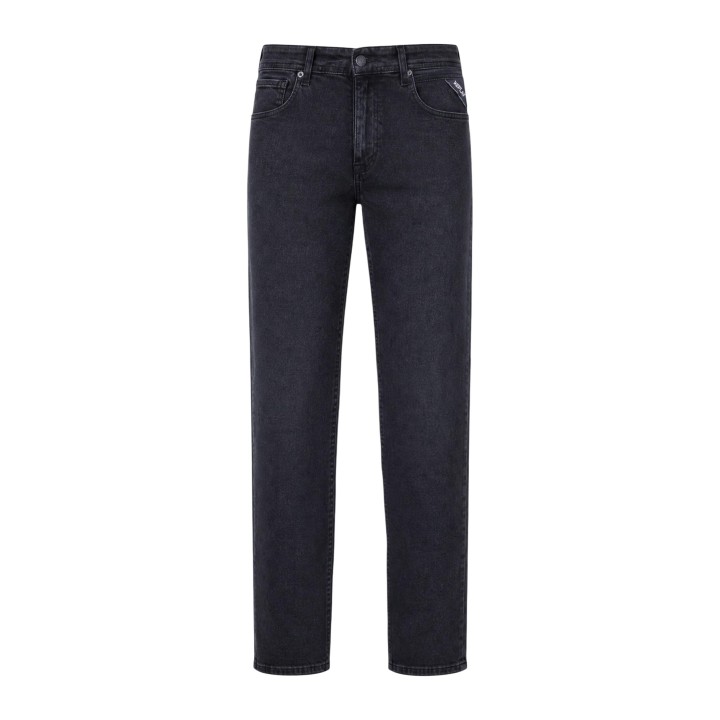 Vaqueros Replay Grover para hombre en denim negro vista frontal