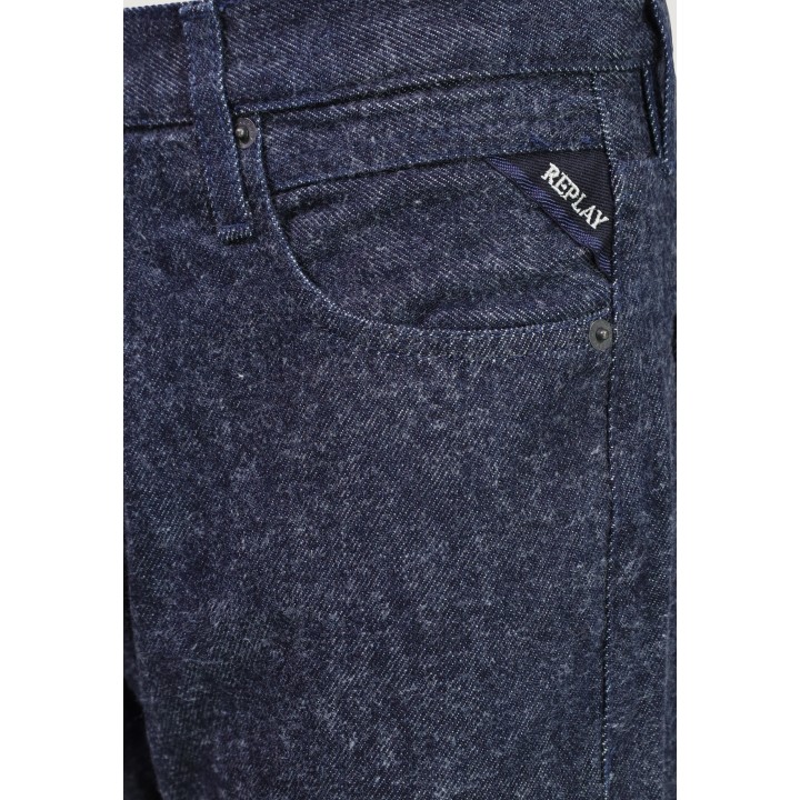 Replay vaqueros de hombre azul oscuro en denim de algodón detalle del tejido y bolsillo