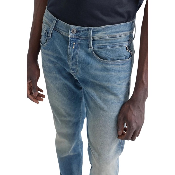 Replay vaqueros de hombre azul ANBASS M914E .000.661 523 detalle frontal