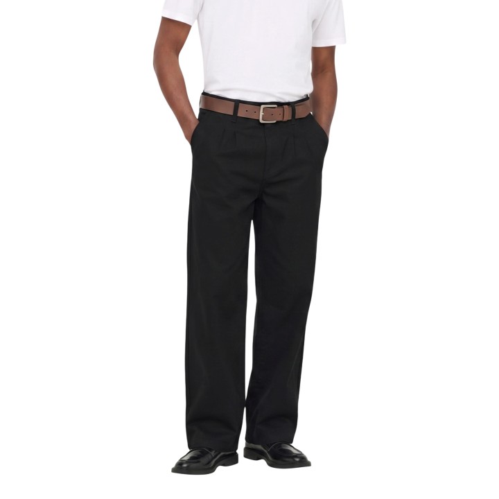 Only & Sons vaqueros de hombre negros Onsremi Wide Stay vista frontal