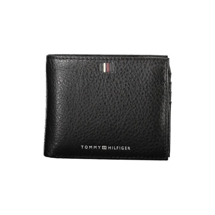 Cartera de piel negra para hombre Tommy Hilfiger vista frontal