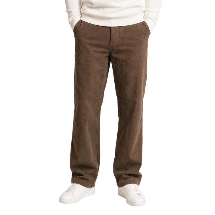 Only & Sons pantalón de hombre marrón de pana vista frontal de cintura y piernas