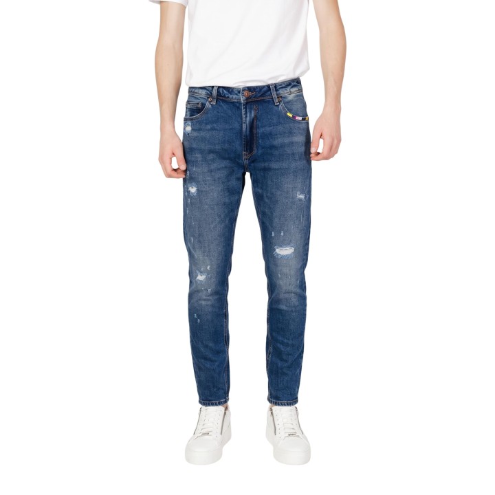 Gianni Lupo vaqueros de hombre denim GL6538Q vista frontal con modelo