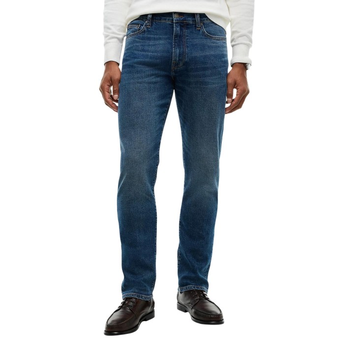 Tommy Hilfiger vaqueros de hombre Denton Slim Straight en denim azul oscuro vista frontal