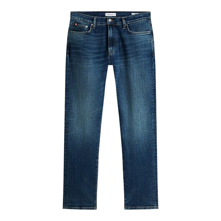 Tommy Hilfiger vaqueros de hombre Denton Slim Straight en denim azul oscuro vista frontal