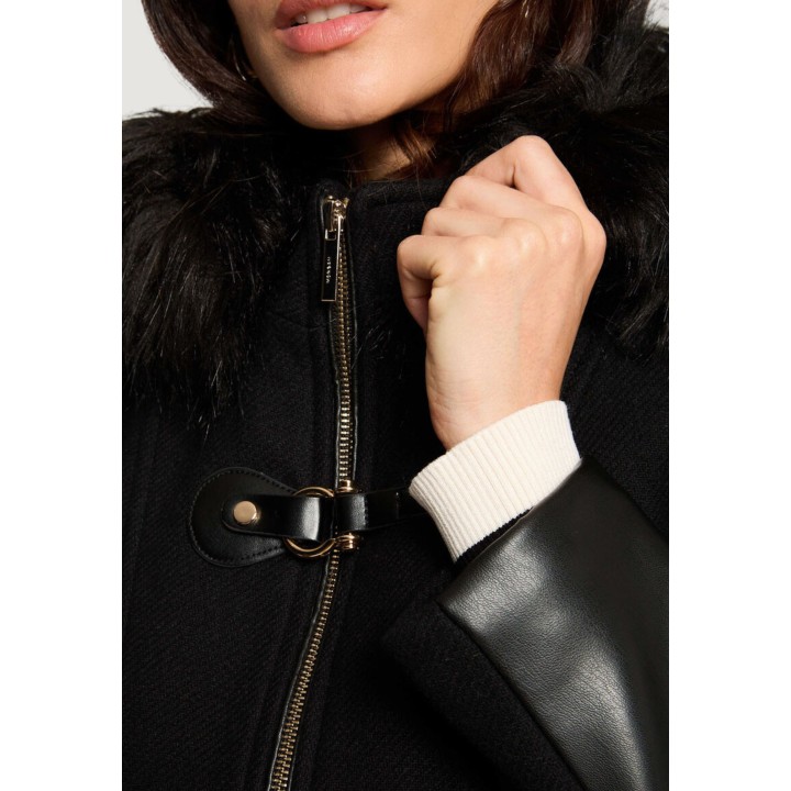 Morgan De Toi abrigo de mujer negro 222-GSIBIL detalle de cremallera y cuello