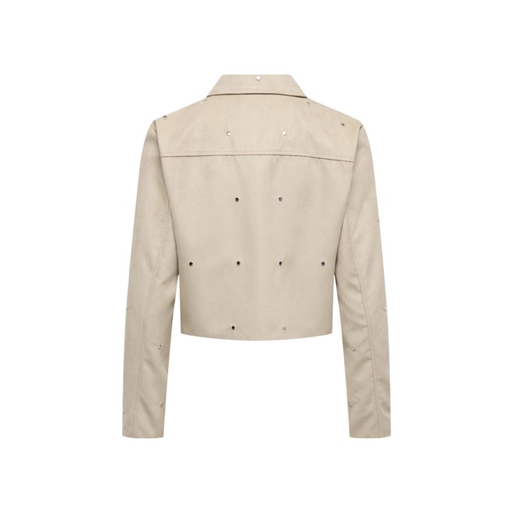 Jacqueline de Yong chaqueta de mujer beige claro de ante sintético vista posterior