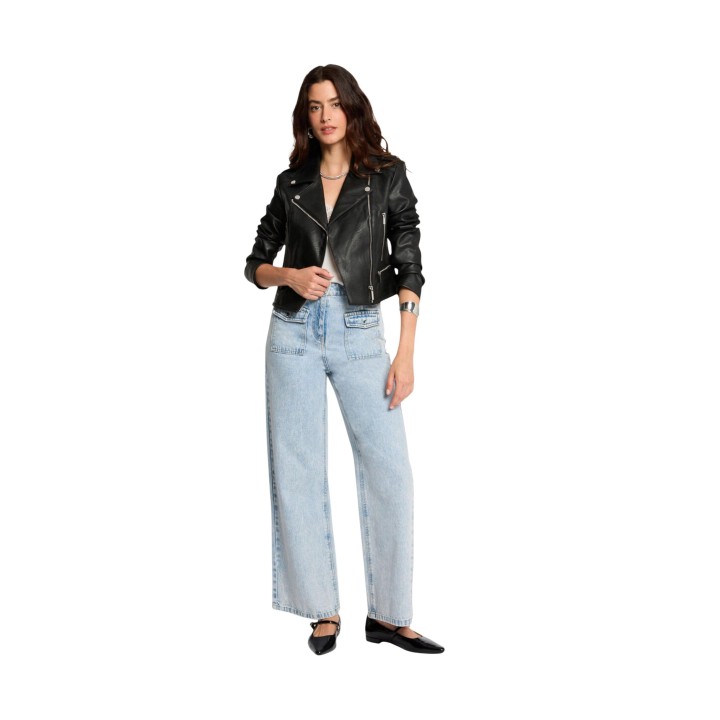 Morgan De Toi chaqueta negra de mujer 202-GRAMMO.N vista de tres cuartos