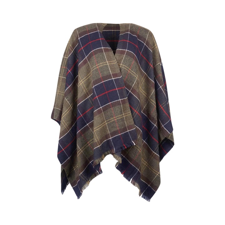 Barbour - capa Staffin Tartan Serape en verde oscuro de mujer