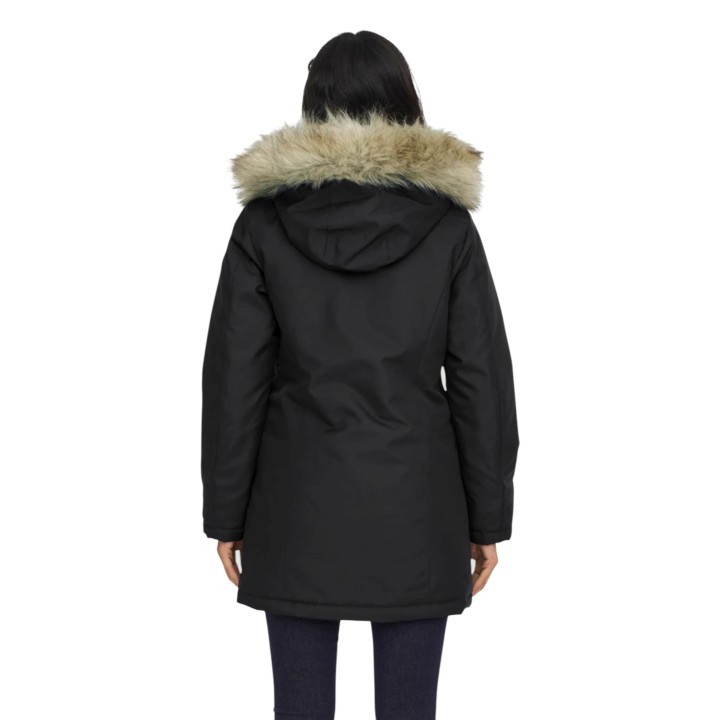 Only parka de mujer negra con capucha modelo New Katy 15300633 vista posterior
